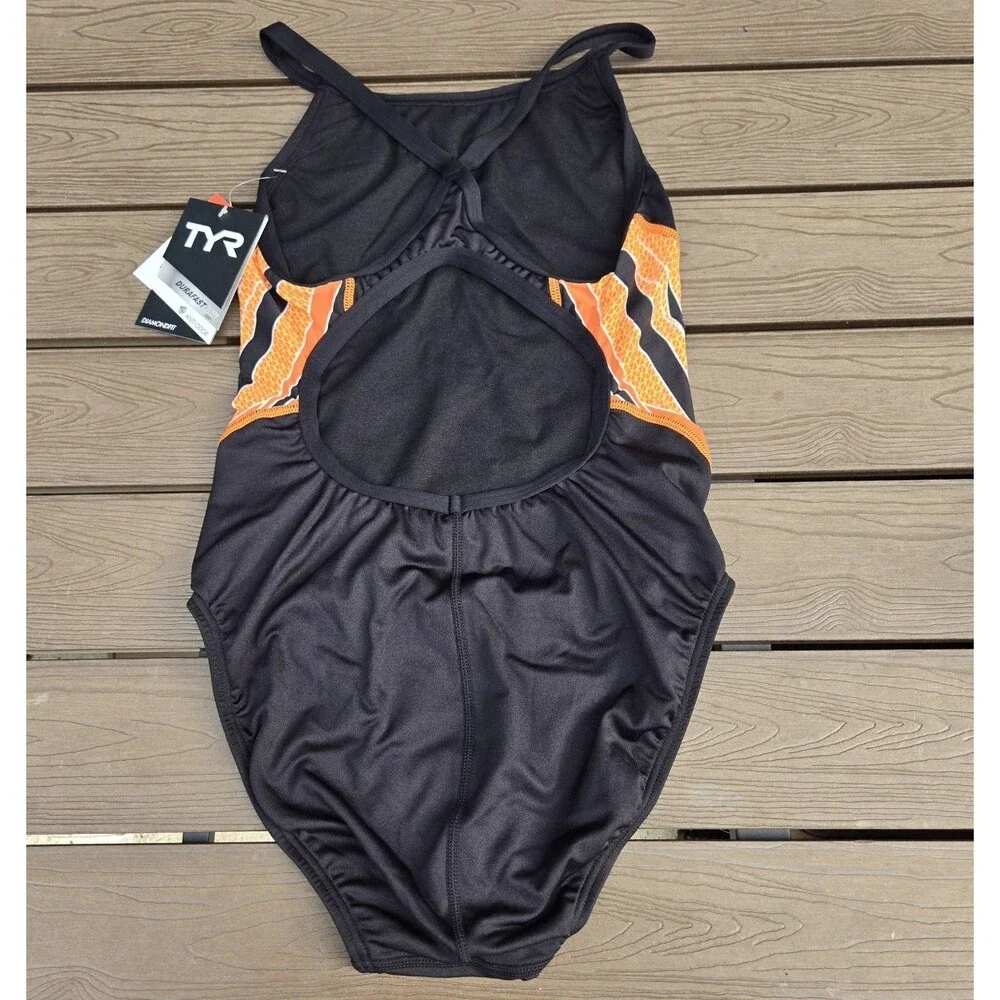 TYR Women’s Phoenix Splice Orange/black DiamondFit One Piece Swimsuit Sz 34 New